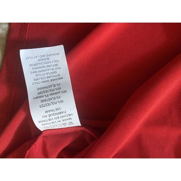 NWT Michael Kors S Jersey Red Boat Neck Blouse Metal Accent - Picture 5 of 5